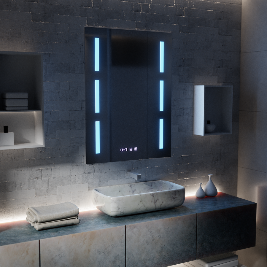 Mirror LED Touch Erich S86/60X80 páramentesítő rendszer, óra és hőmérséklet 60x80 cm Tükrök Korman S Alapértelmezett cím Alessandro Design
