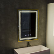 Mirror LED Touch Bruno páramentesítő rendszer, óra és hőmérséklet 60x80 cm szálcsiszolt arany keret, S84/60X80 tükrök Korman S alapértelmezett cím Alessandro Design