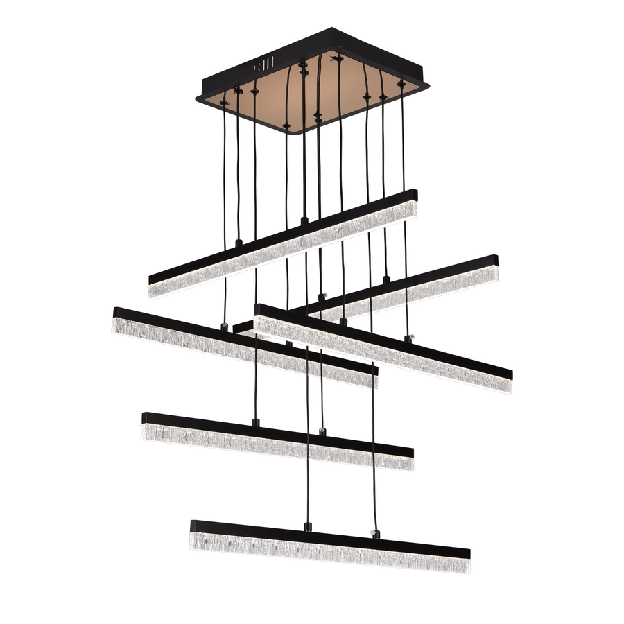 Lustra LED Suspendata cu Telecomanda, STRATA, 6 elemente, 82W, Lumina 3000/4000/6000K, Negru, Inaltime Reglabila Lustre LED cu Telecomanda Default Title Alessandro Design
