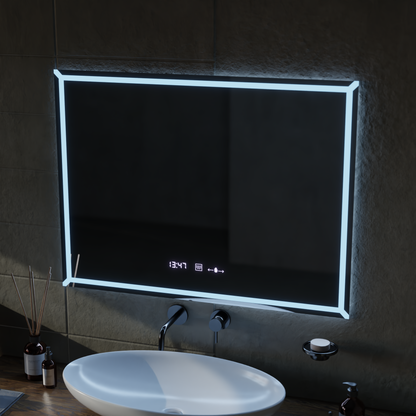 Téglalap alakú LED tükör, 80x60 cm, VillayTouch Marcello, Páramentesítő rendszer, Dimabila Tükrök Marcello Alapértelmezett cím Alessandro Design