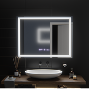 Négyszögletű LED-es tükör, 100x75 cm, Verite MotionGlow Marcello, páramentesítő rendszer, óra és hőmérő, szabályozható Marcello tükrök alapértelmezett cím Alessandro Design