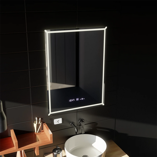 Négyszögletű LED-es tükör, 60x80cm, VillayTouch Marcello, páramentesítő rendszer, szabályozható
