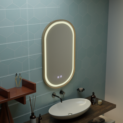 LED Touch Impora Mirror Demist System 50x80 cm Rose Gold Frame Tükrök Korman E Alapértelmezett cím Alessandro Design