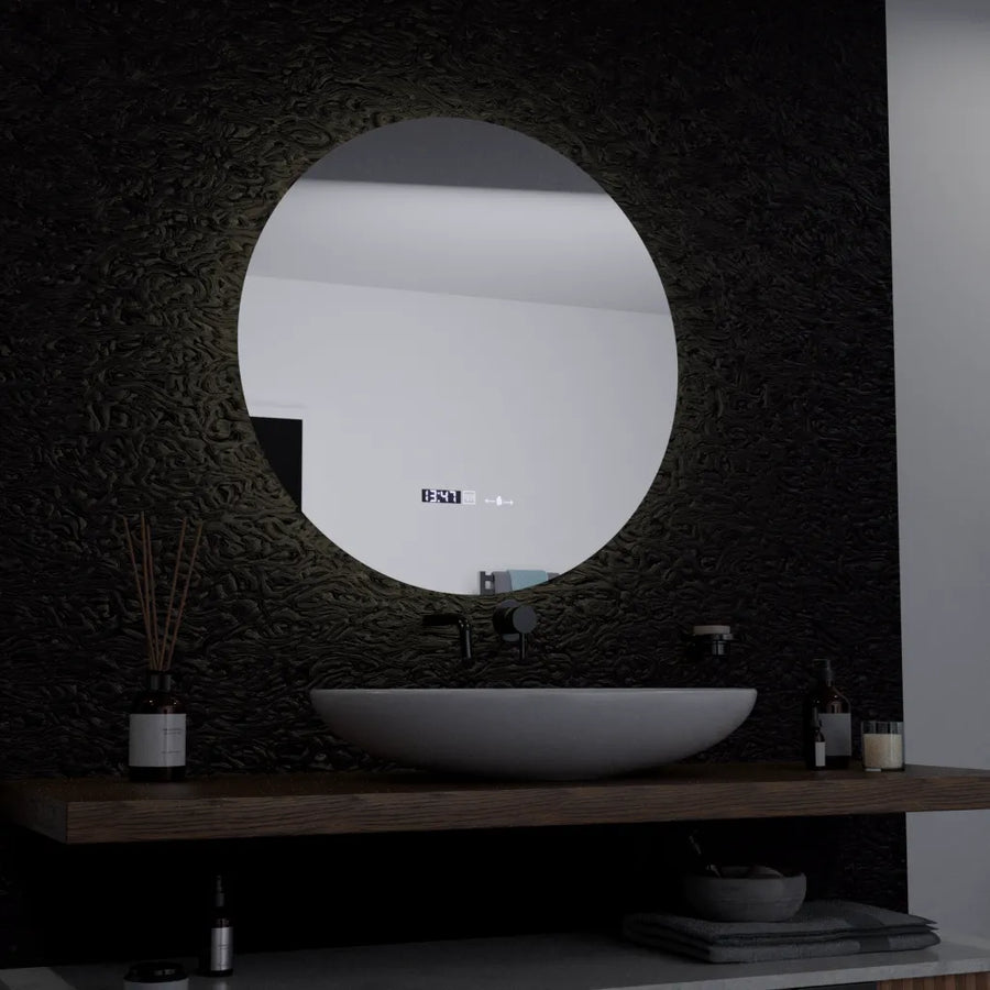 LED kerek tükör, 60 cm, Serenite MotionGlow Marcello, páramentesítő rendszer, óra és hőmérő, szabályozható tükrök Marcello alapértelmezett cím Alessandro Design