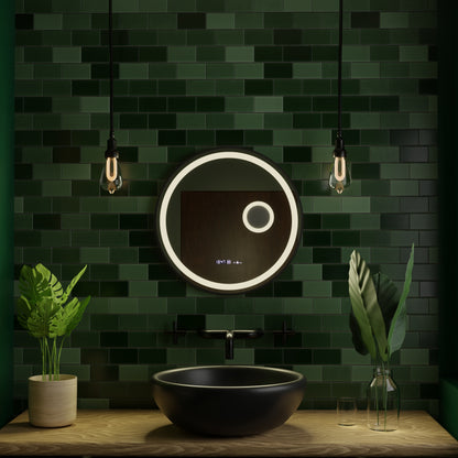 LED-es kerek tükör, 11 W, 60 cm, Micah Marcello MotionGlow érzékelő, páramentesítő rendszer, óra és hőmérő, kozmetikai nagyító, szabályozható Marcello tükrök alapértelmezett cím Alessandro Design