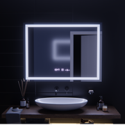 Négyszögletű LED-es tükör, 100x75 cm, Verite MotionGlow Marcello, páramentesítő rendszer, óra és hőmérő, szabályozható Marcello tükrök alapértelmezett cím Alessandro Design