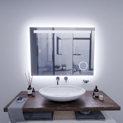 Téglalap alakú LED-es tükör, 80x60 cm, zongoraérintéses, páramentesítő rendszer, szabályozható, hideg fényű 6000K tükrök Korman E alapértelmezett cím Alessandro Design