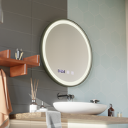 Mirror LED Touch NOVARA páramentesítő rendszer, óra és hőmérséklet 80 cm-es keret fekete csiszolt tükrök Korman S alapértelmezett cím Alessandro Design