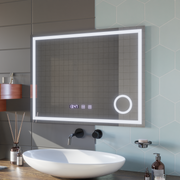 LED érintőtükör NIVERA páramentesítő rendszer, óra és hőmérséklet 80x60 cm kozmetikai nagyító tükrök Korman S alapértelmezett cím Alessandro Design