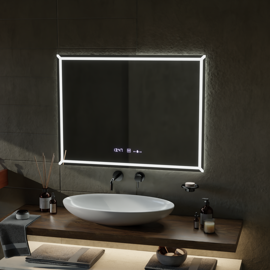Téglalap alakú LED tükör, 80x60 cm, VillayTouch Marcello, Páramentesítő rendszer, Dimabila Tükrök Marcello Alapértelmezett cím Alessandro Design