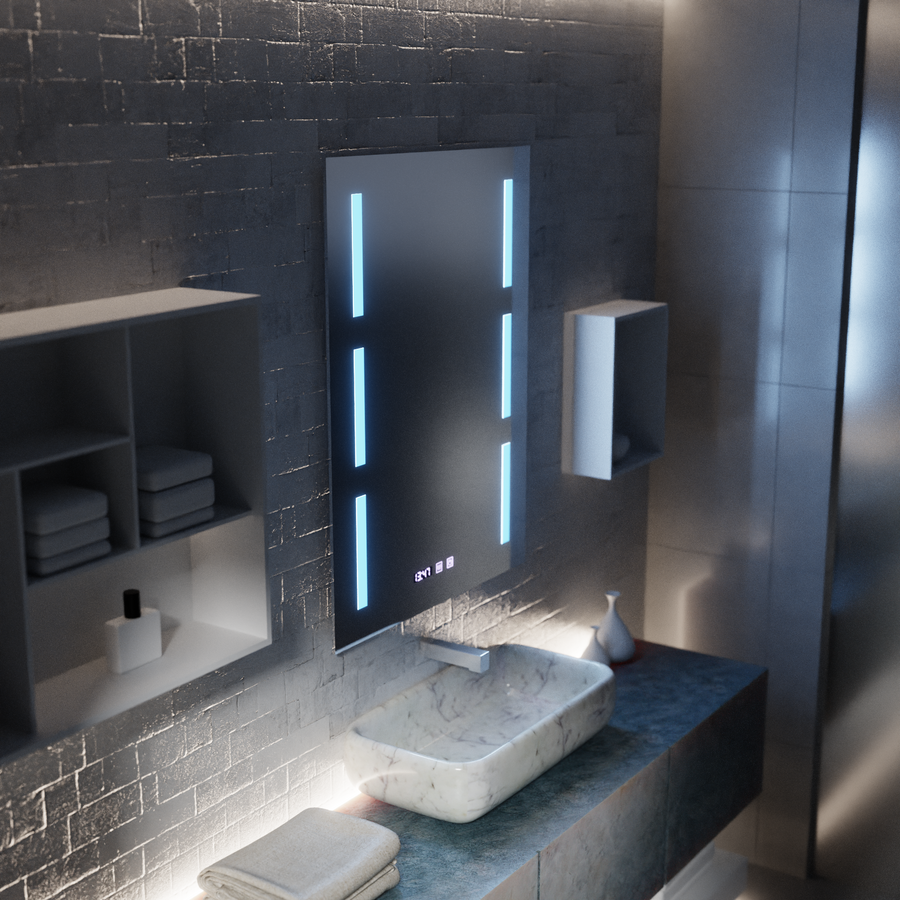 Mirror LED Touch Erich S86/60X80 páramentesítő rendszer, óra és hőmérséklet 60x80 cm Tükrök Korman S Alapértelmezett cím Alessandro Design