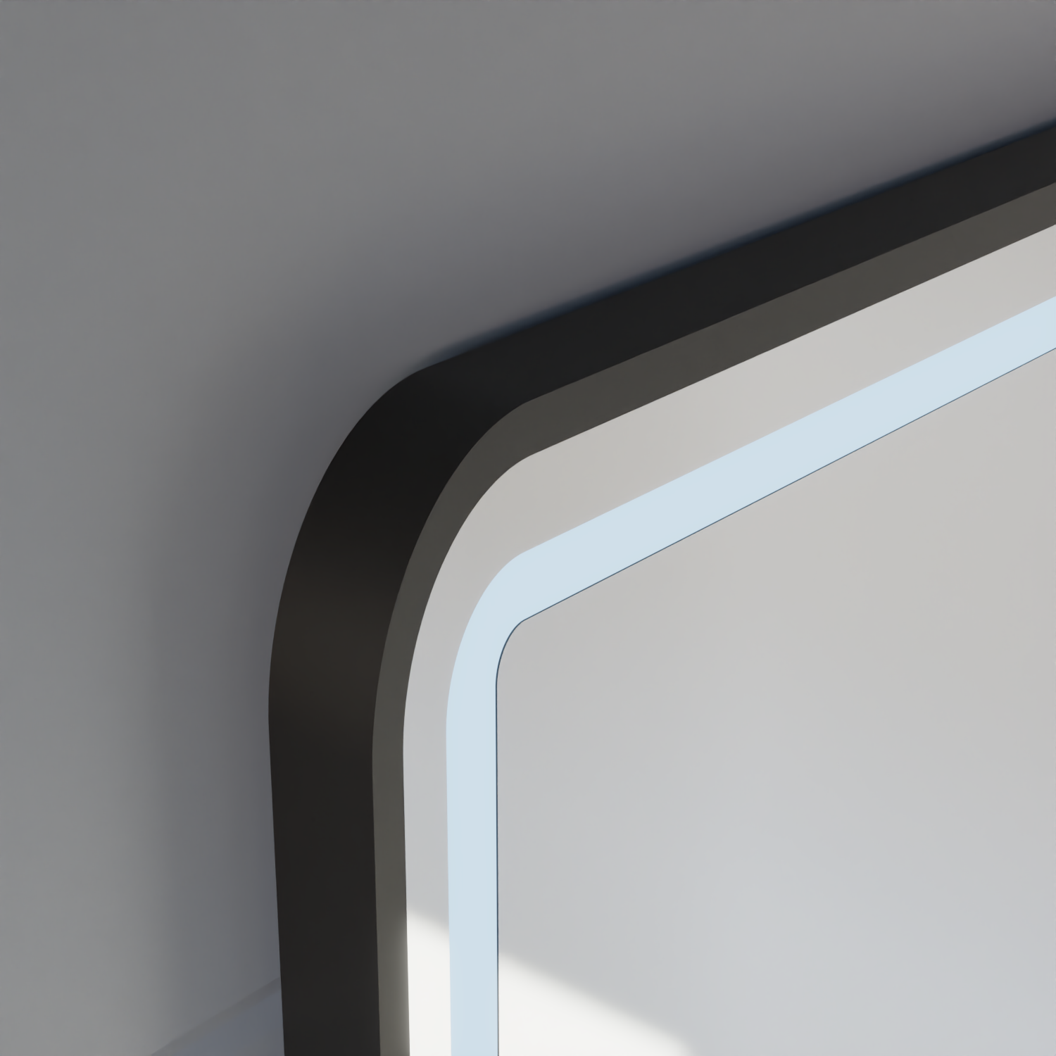 Mirror LED Touch LUCIDA páramentesítő rendszer, óra és hőmérséklet 60x80 cm keret Fekete csiszolt tükrök Korman S alapértelmezett cím Alessandro Design
