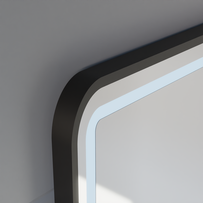 Mirror LED Touch LUCIDA páramentesítő rendszer, óra és hőmérséklet 60x80 cm keret Fekete csiszolt tükrök Korman S alapértelmezett cím Alessandro Design