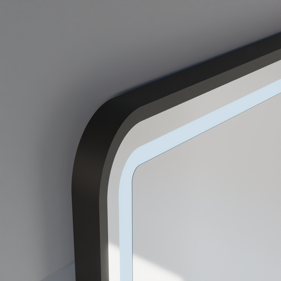 Mirror LED Touch LUCIDA páramentesítő rendszer, óra és hőmérséklet 60x80 cm keret Fekete csiszolt tükrök Korman S alapértelmezett cím Alessandro Design