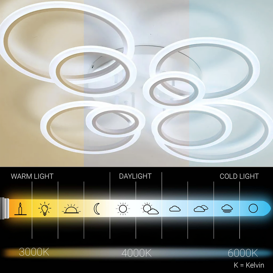 LED csillár távirányítóval BETTY 127W, 8 kör, hideg/meleg/semleges fény, szabályozható, fehér LED-es csillár távirányítóval Alapértelmezett cím Alessandro Design