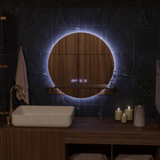 Mirror LED Touch Alfred páramentesítő rendszer, óra és hőmérséklet 60x60 cm integrált támasztótükrökkel Korman S Alapértelmezett cím Alessandro Design