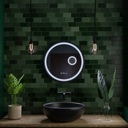 LED-es kerek tükör, 11 W, 60 cm, Micah Marcello MotionGlow érzékelő, páramentesítő rendszer, óra és hőmérő, kozmetikai nagyító, szabályozható Marcello tükrök alapértelmezett cím Alessandro Design
