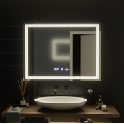 Négyszögletű LED-es tükör, 100x75 cm, Verite MotionGlow Marcello, páramentesítő rendszer, óra és hőmérő, szabályozható Marcello tükrök alapértelmezett cím Alessandro Design