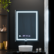 Négyszögletű LED-es tükör, 75x90 cm, Verite MotionGlow Marcello, páramentesítő rendszer, óra és hőmérő, szabályozható tükrök Marcello alapértelmezett cím Alessandro Design