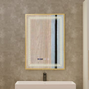 Mirror LED Touch Bruno páramentesítő rendszer, óra és hőmérséklet 60x80 cm szálcsiszolt arany keret, S84/60X80 tükrök Korman S alapértelmezett cím Alessandro Design