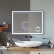 LED érintőtükör NIVERA páramentesítő rendszer, óra és hőmérséklet 80x60 cm kozmetikai nagyító tükrök Korman S alapértelmezett cím Alessandro Design
