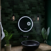 LED-es kerek tükör, 11 W, 60 cm, Micah Marcello MotionGlow érzékelő, páramentesítő rendszer, óra és hőmérő, kozmetikai nagyító, szabályozható Marcello tükrök alapértelmezett cím Alessandro Design