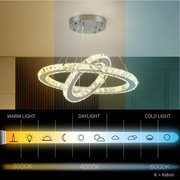 LED csillár távirányítóval és kristály PRISM LUMINIS 58W, 2 kör, hideg/meleg/semleges fény, szabályozható, króm és fehér, állítható magasságú LED csillárok távirányítóval Alapértelmezett cím Alessandro Design