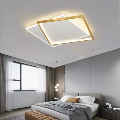 LED csillár távirányítóval SOLARA 66W, 2 négyzet, hideg/meleg/semleges fény, szabályozható, aranyfehér LED csillárok távirányítóval Alapértelmezett cím Alessandro Design