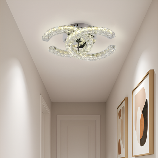 LED csillár távirányítóval és kristály SHIA 27,1 W, 2 kör, hideg/meleg/semleges fény, szabályozható, fényes króm LED csillárok távirányítóval Alapértelmezett cím Alessandro Design