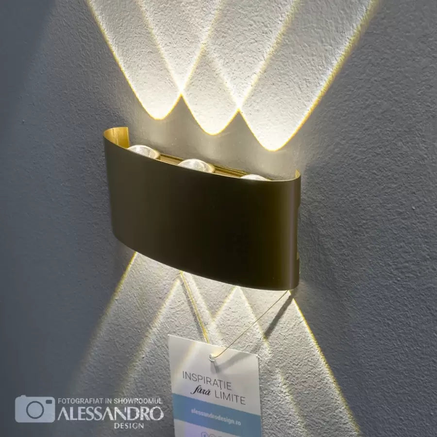 Fantas kültéri és beltéri LED fali lámpa, 6 forrás x 1W, IP65, metál, arany, 3000K kültéri fali lámpák alapértelmezett cím Alessandro Design