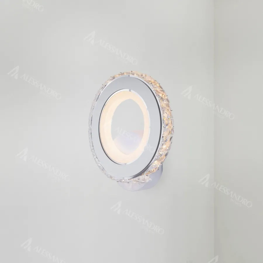 Borandis LED fali lámpa 16 W, fehér, krómozott, akril és kristály, hideg/meleg/semleges fény Beltéri fali lámpák Alapértelmezett cím Alessandro Design