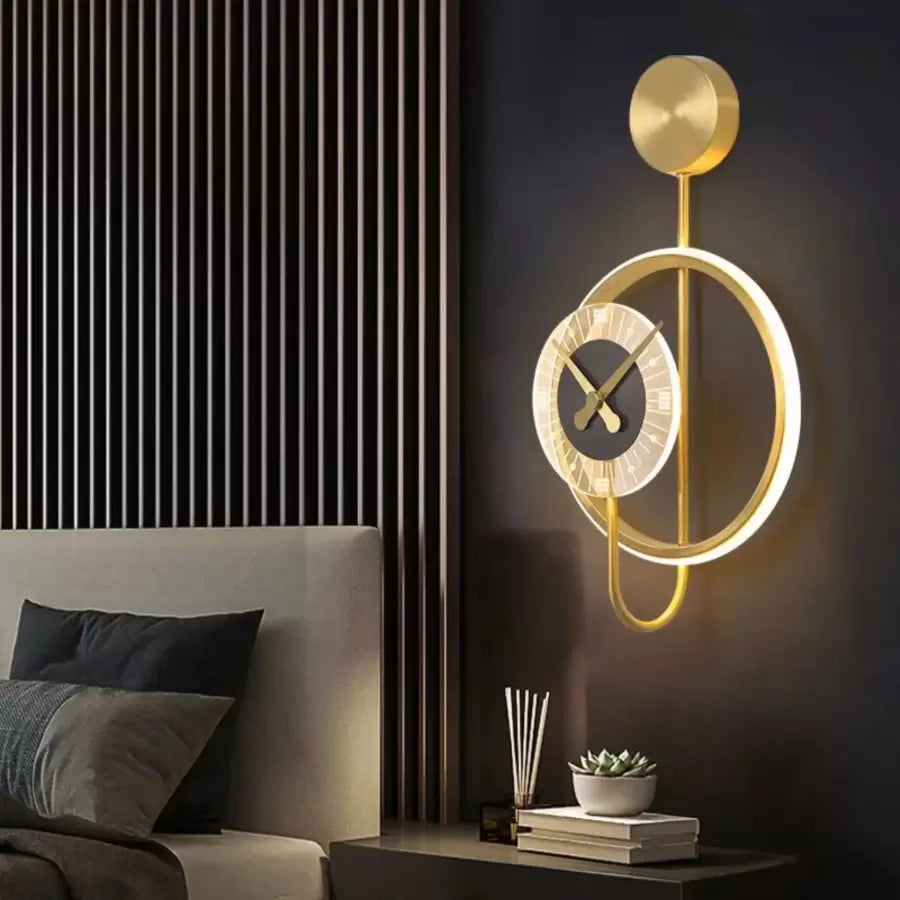 Bridger LED fali lámpa 18W Beépített óra Arany Fekete Kültéri fali lámpák Alapértelmezett cím Alessandro Design