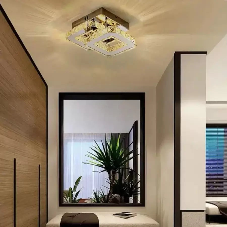 Kristály LED-csillár JEREMIAH 48W, 2 négyzet, hideg/meleg/semleges fény, fényes króm LED-csillárok alapértelmezett cím Alessandro Design