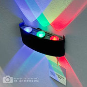 Fantas RGB beltéri/kültéri LED fali lámpa, 6 forrás x 1W, IP65, fekete, 3000K