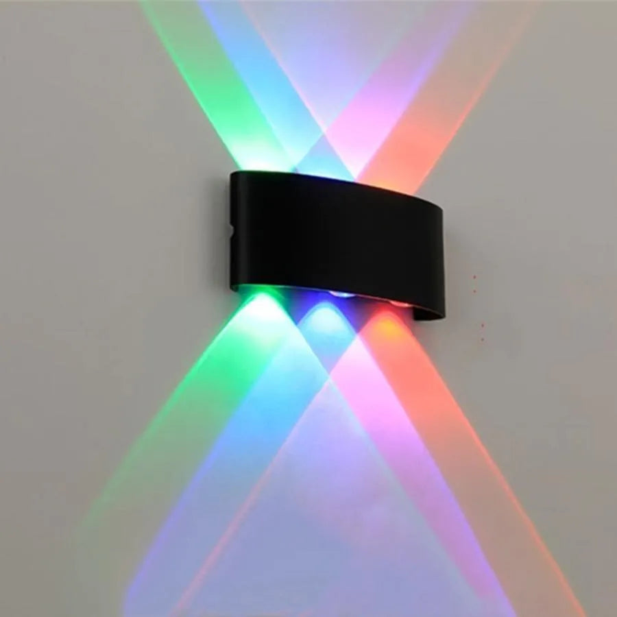 Fantas RGB beltéri/kültéri LED fali lámpa, 6 forrás x 1W, IP65, fekete, 3000K