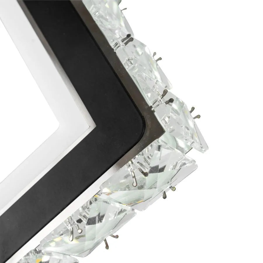 TERRANO LED fali lámpa kristályokkal, négyzet alakú, 24 W, hideg/meleg/semleges fény, fekete és rozsdamentes acél beltéri fali lámpa Alapértelmezett cím Alessandro Design