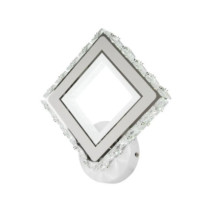 TERRANO LED fali lámpa kristályokkal, négyzet alakú, 24 W, hideg/meleg/semleges fény, fehér és rozsdamentes acél beltéri fali lámpa Alapértelmezett cím Alessandro Design