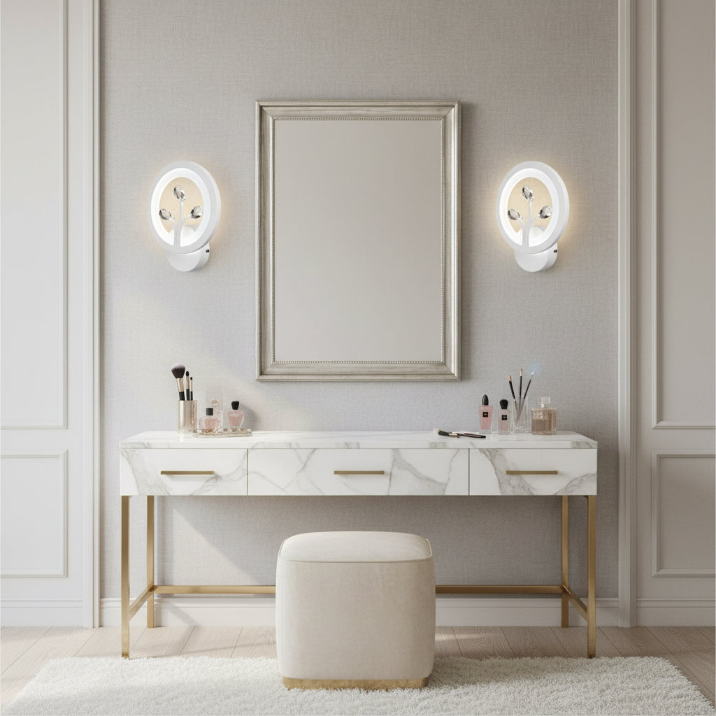DAISY LED fali lámpa, 14 W, hideg/meleg/semleges fény, fehér kristály beltéri fali lámpákkal Alapértelmezett cím Alessandro Design