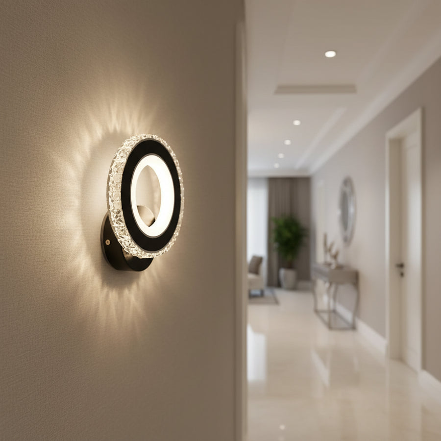 NOVA Rotonda LED fali lámpa, 16 W, fekete és rozsdamentes acél, meleg/hideg/semleges fény Beltéri fali lámpák Alapértelmezett cím Alessandro Design
