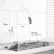 Konyhai csaptelep kihúzható zuhanyzóval, sárgaréz, fehér, CF/1035/A Konyhai csaptelepek Alapértelmezett cím Alessandro Design
