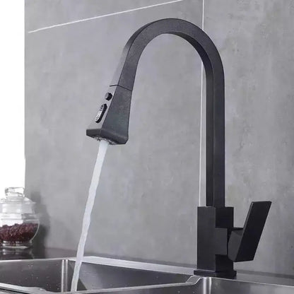 Konyhai csaptelep kihúzható zuhanyzóval, sárgaréz, fekete, OD/2040 Konyhai csaptelepek Alapértelmezett cím Alessandro Design