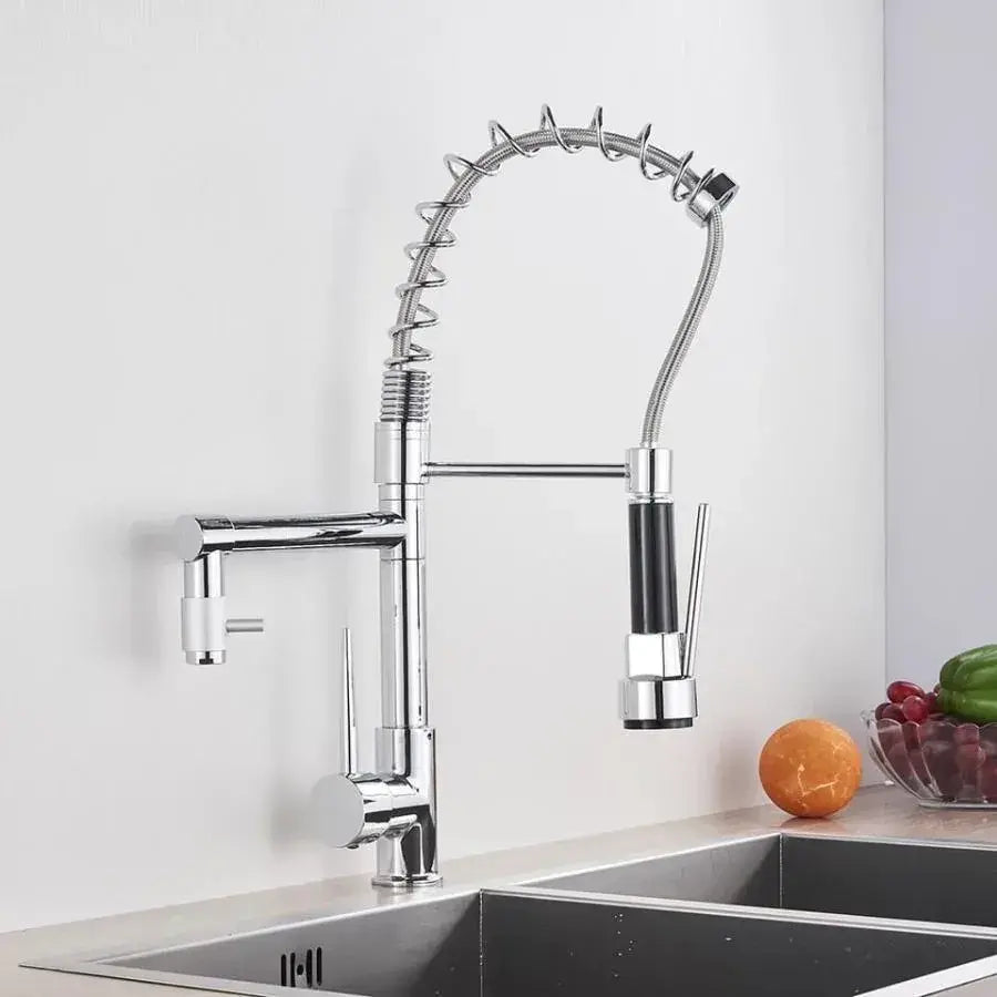 Konyhai csaptelep kihúzható zuhannyal, rozsdamentes acél és króm sárgaréz, YD/201 konyhai csaptelepek Alapértelmezett cím Alessandro Design