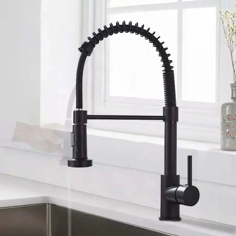 Konyhai csaptelep kihúzható zuhanyzóval, rozsdamentes acél és fekete sárgaréz, YD/102 konyhai csaptelepek Alapértelmezett cím Alessandro Design