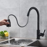 Konyhai csaptelep kihúzható zuhannyal, SUS304 rozsdamentes acél, fekete, HS003 Konyhai csaptelepek Alapértelmezett cím Alessandro Design
