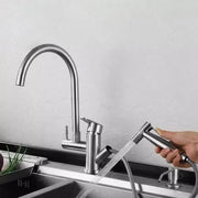 Konyhai csaptelep kihúzható zuhannyal, SUS304 rozsdamentes acél, szatén, CF034 konyhai csaptelepek alapértelmezett cím Alessandro Design