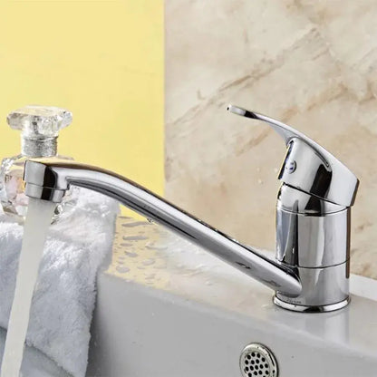 Mosogató csaptelep, forgatható kifolyó, hossz 15 cm, kerámiapatron, króm, csatlakozóval, fürdőszobai csaptelepek Alapértelmezett cím Alessandro Design