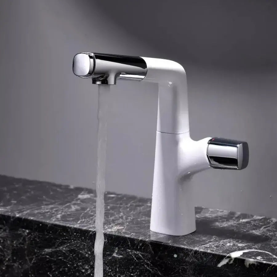Mosdócsap kihúzható zuhanyzóval, sárgaréz, króm és fehér, MP016B/C Fürdőszoba csaptelepek Alapértelmezett cím Alessandro Design