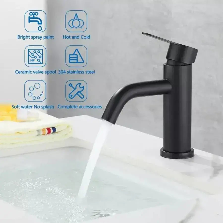 Mosogató csaptelep, SUS304 rozsdamentes acél, fekete, HS/LY007 fürdőszobai csaptelepek Alapértelmezett cím Alessandro Design