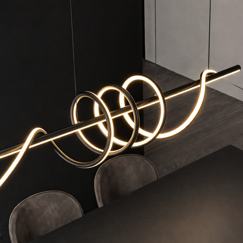 Függesztett LED-csillár távirányítóval RIBBON 64W, Lineáris, Hideg/Meleg/Semleges fény, Fényszabályozható, Fekete, Állítható magasságú LED-csillárok távirányítóval Alapértelmezett cím Alessandro Design
