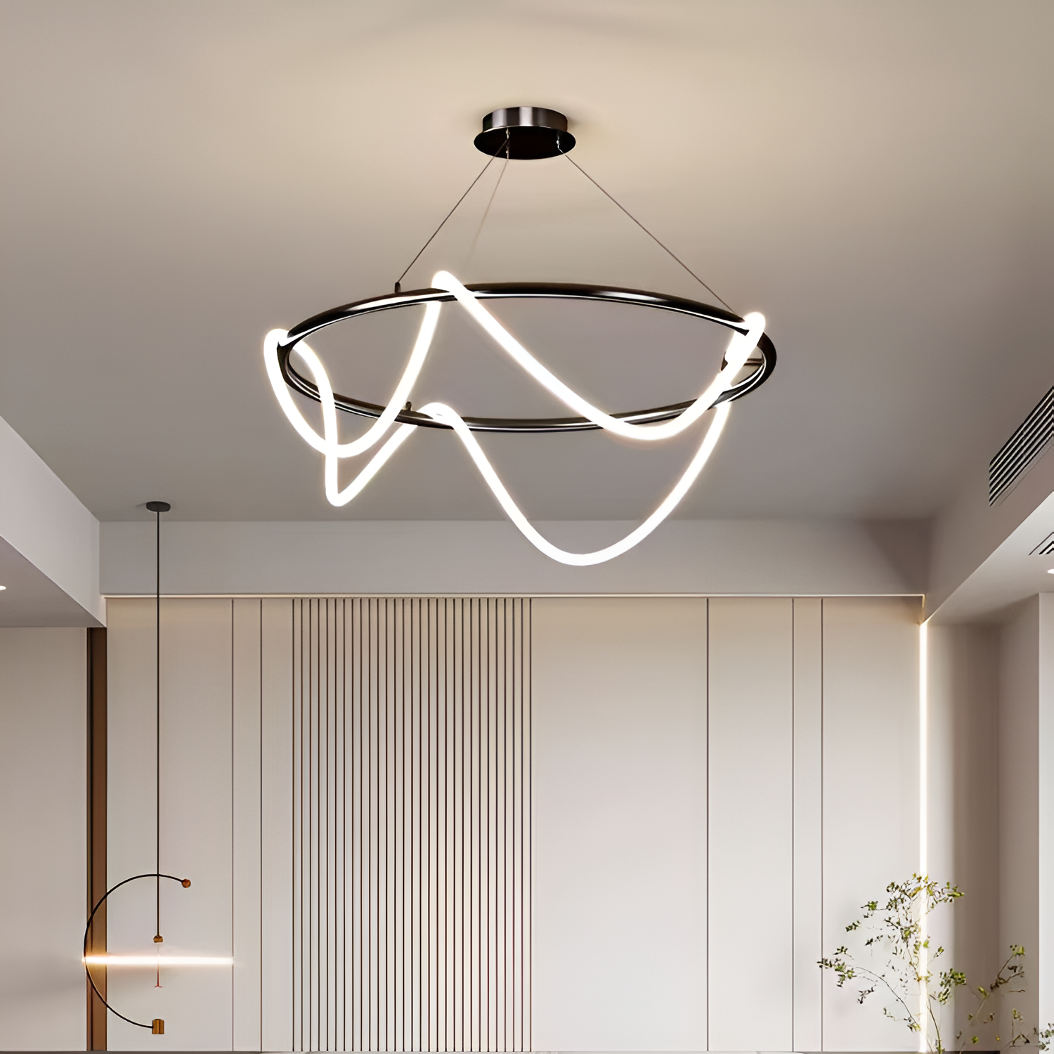 LED csillár DIVINO fekete 91W rugalmas szilikon csővel, átmérő 60cm - állítható fény 3000K/4000K/6000K Modern csillárok Alapértelmezett cím Alessandro Design